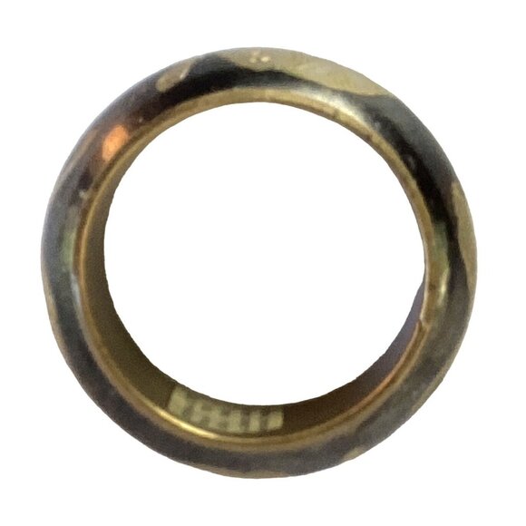 Lucky Elephant and Tiger Brass Chunky Wide Engraved Japanned Bangle Bracelet - Picture 6 of 6